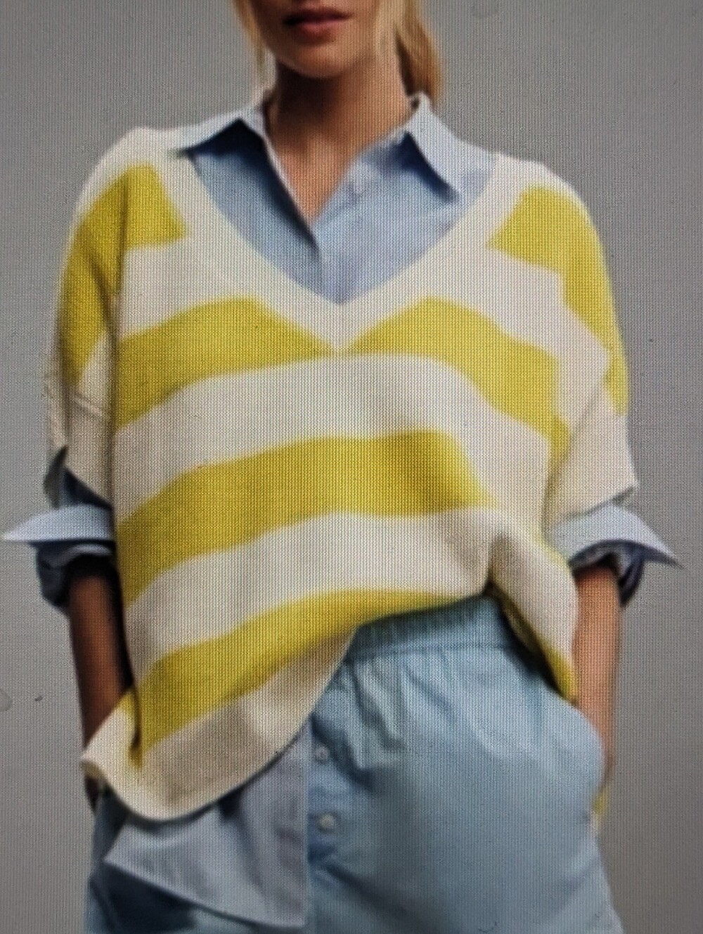 ANTHROPOLOGIE MAEVE Oversized V-Neck Short Sleeve Sweater